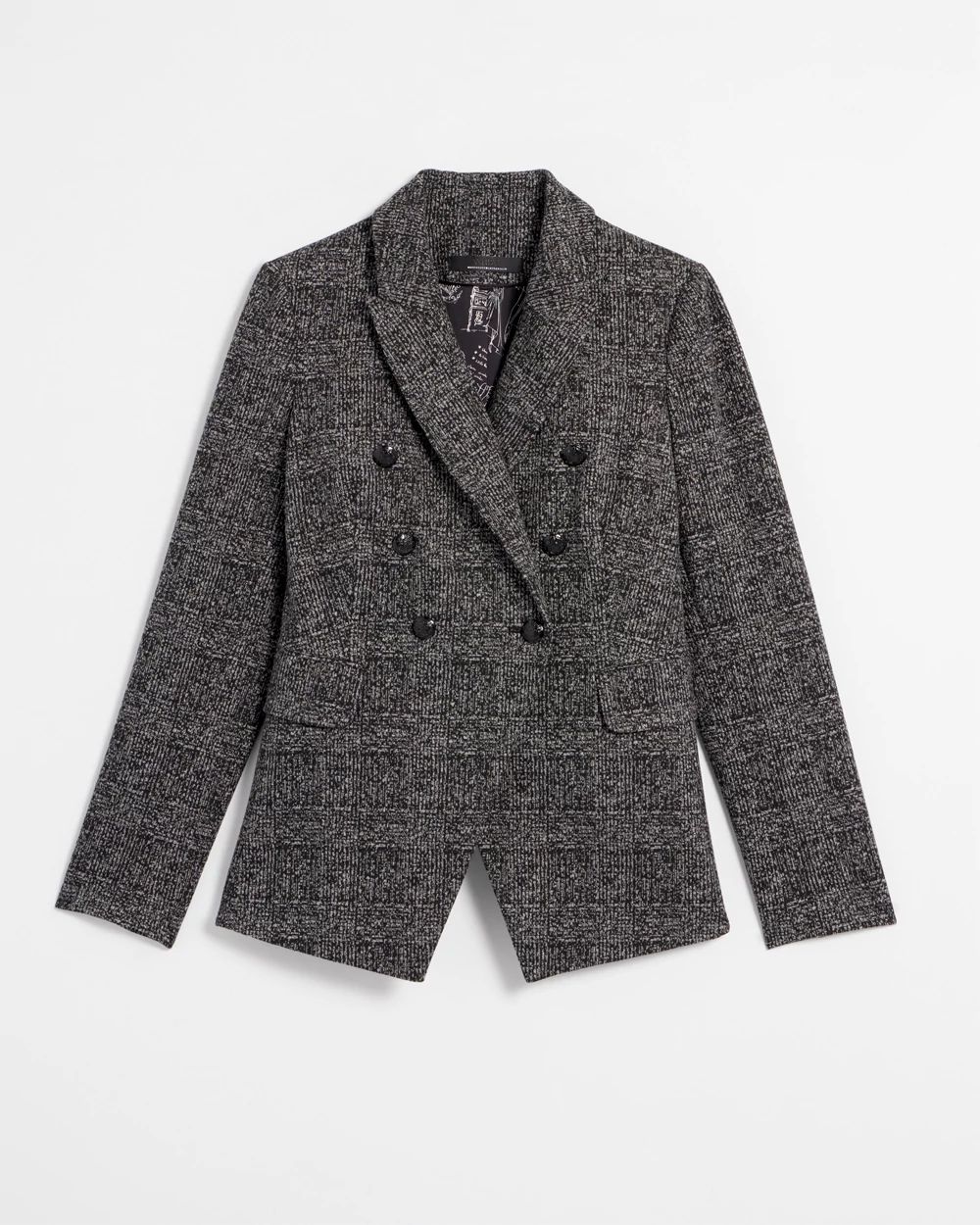 Plaid blazer black and white online